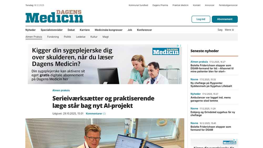 Seriegründer og allmennlege står bak nytt AI-prosjekt